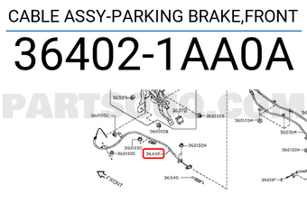 Nissan 364021AA0A CABLE ASSY-PARKING BRAKE,FRONT