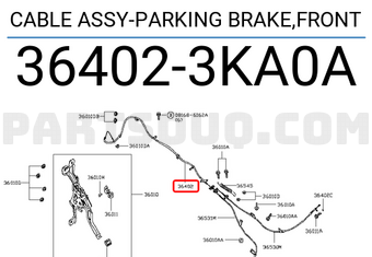Nissan 364023KA0A CABLE ASSY-PARKING BRAKE,FRONT