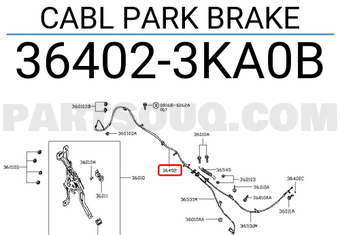 Nissan 364023KA0B CABL PARK BRAKE