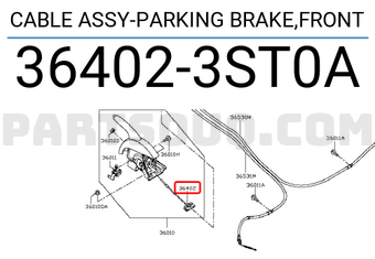 Nissan 364023ST0A CABLE ASSY-PARKING BRAKE,FRONT
