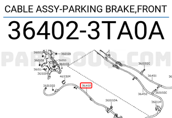 Nissan 364023TA0A CABLE ASSY-PARKING BRAKE,FRONT