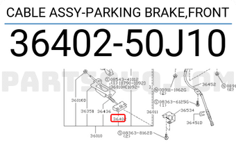 Nissan 3640250J10 CABLE ASSY-PARKING BRAKE,FRONT