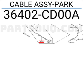 Nissan 36402CD00A CABLE ASSY-PARK