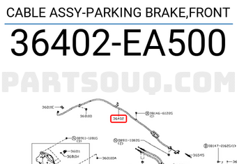 Nissan 36402EA500 CABLE ASSY-PARKING BRAKE,FRONT