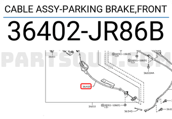 Nissan 36402JR86B CABLE ASSY-PARKING BRAKE,FRONT
