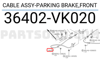 Nissan 36402VK020 CABLE ASSY-PARKING BRAKE,FRONT