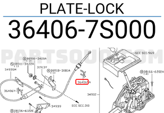 Nissan 364067S000 PLATE-LOCK