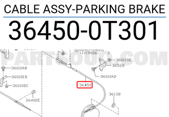 Nissan 364500T301 CABLE ASSY-PARKING BRAKE