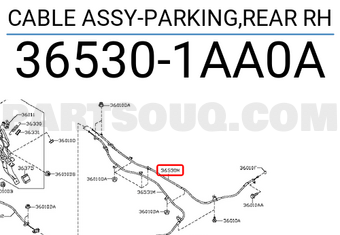Nissan 365301AA0A CABLE ASSY-PARKING,REAR RH