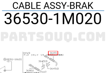 Nissan 365301M020 CABLE ASSY-BRAK