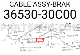Nissan 3653030C00 CABLE ASSY-BRAK