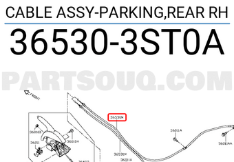 Nissan 365303ST0A CABLE ASSY-PARKING,REAR RH