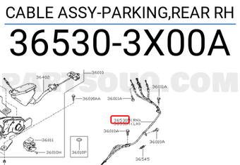 Nissan 365303X00A CABLE ASSY-PARKING,REAR RH