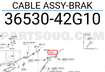 Nissan 3653042G10 CABLE ASSY-BRAK