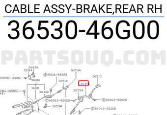 Nissan 3653046G00 CABLE ASSY-BRAKE,REAR RH