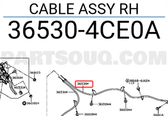 Nissan 365304CE0A CABLE ASSY RH