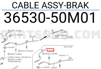 Nissan 3653050M01 CABLE ASSY-BRAK