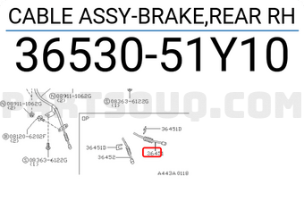 Nissan 3653051Y10 CABLE ASSY-BRAKE,REAR RH