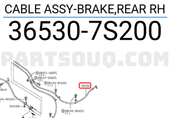 Nissan 365307S200 CABLE ASSY-BRAKE,REAR RH