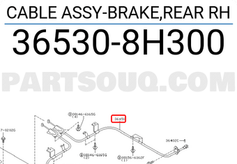 Nissan 365308H300 CABLE ASSY-BRAKE,REAR RH