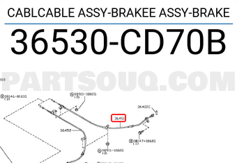 Nissan 36530CD70B CABLCABLE ASSY-BRAKEE ASSY-BRAKE