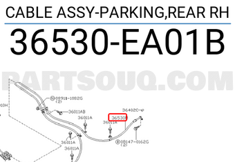 Nissan 36530EA01B CABLE ASSY-PARKING,REAR RH