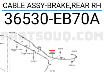 Nissan 36530EB70A CABLE ASSY-BRAKE,REAR RH