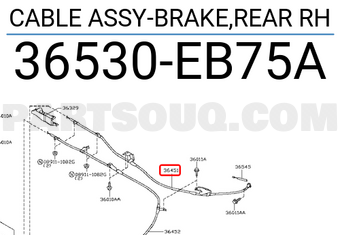Nissan 36530EB75A CABLE ASSY-BRAKE,REAR RH