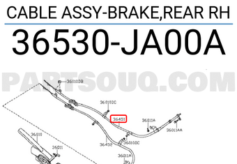 Nissan 36530JA00A CABLE ASSY-BRAKE,REAR RH