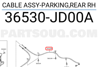 Nissan 36530JD00A CABLE ASSY-PARKING,REAR RH