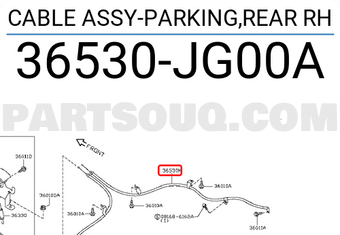 Nissan 36530JG00A CABLE ASSY-PARKING,REAR RH