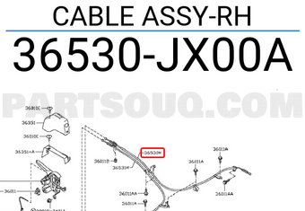 Nissan 36530JX00A CABLE ASSY-RH