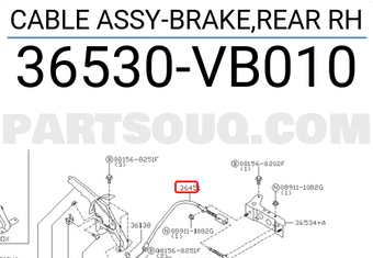 Nissan 36530VB010 CABLE ASSY-BRAKE,REAR RH
