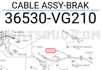 Nissan 36530VG210 CABLE ASSY-BRAK