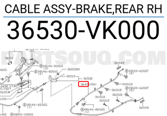 Nissan 36530VK000 CABLE ASSY-BRAKE,REAR RH