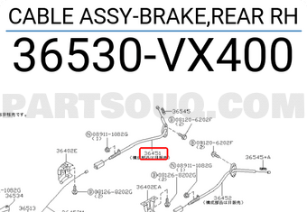 Nissan 36530VX400 CABLE ASSY-BRAKE,REAR RH