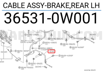 Nissan 365310W001 CABLE ASSY-BRAKE,REAR LH