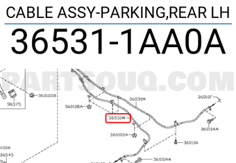 Nissan 365311AA0A CABLE ASSY-PARKING,REAR LH