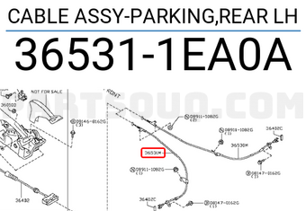 Nissan 365311EA0A CABLE ASSY-PARKING,REAR LH