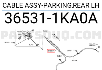 Nissan 365311KA0A CABLE ASSY-PARKING,REAR LH