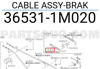 Nissan 365311M020 CABLE ASSY-BRAK