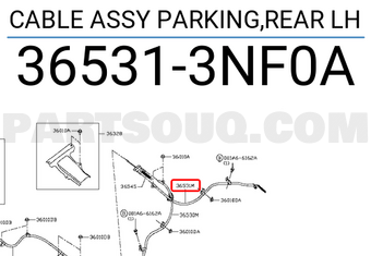 Nissan 365313NF0A CABLE ASSY PARKING,REAR LH