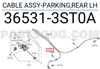 Nissan 365313ST0A CABLE ASSY-PARKING,REAR LH