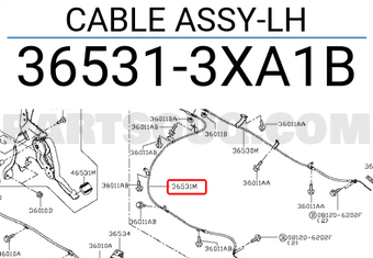 Nissan 365313XA1B CABLE ASSY-LH
