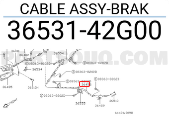 Nissan 3653142G00 CABLE ASSY-BRAK