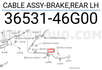 Nissan 3653146G00 CABLE ASSY-BRAKE,REAR LH