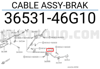 Nissan 3653146G10 CABLE ASSY-BRAK