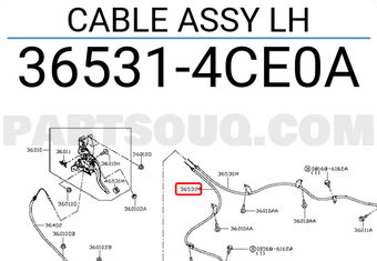 Nissan 365314CE0A CABLE ASSY LH