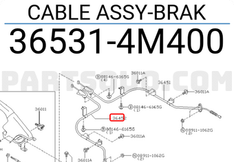 Nissan 365314M400 CABLE ASSY-BRAK
