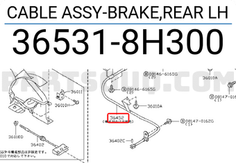 Nissan 365318H300 CABLE ASSY-BRAKE,REAR LH